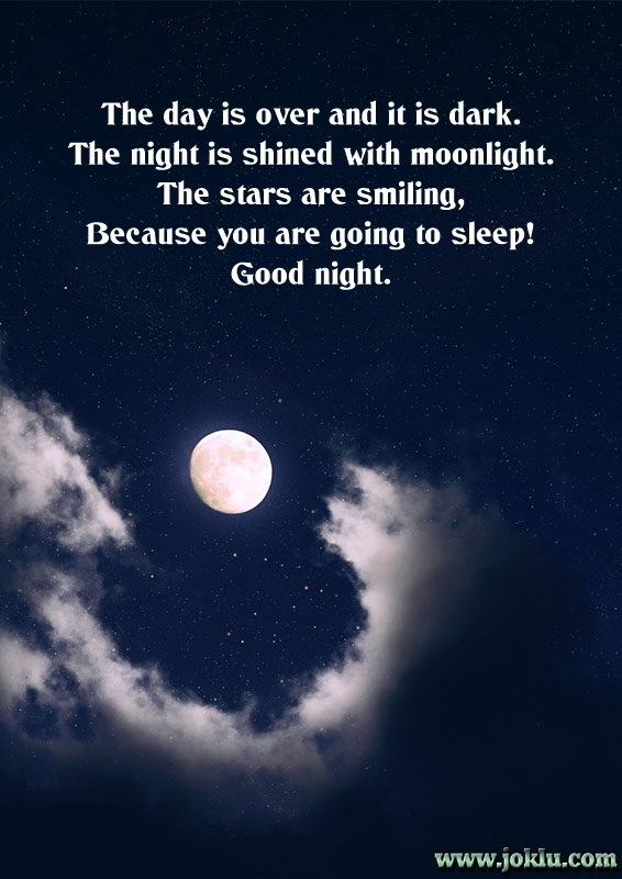 Moon and stars good night message in English