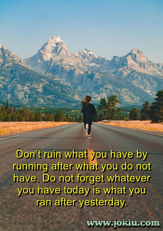 Running behind inspirational message