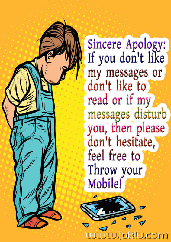 Sincere apology funny message in English