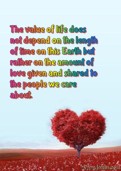 The value of life relationship message in English